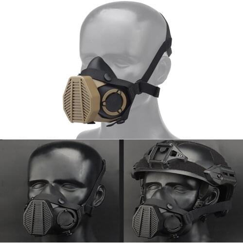 Two Modes Tactical Respirator Mask Half Face Gas Mask for Military Paintball Airsoft Hunting CS Game Cosplay