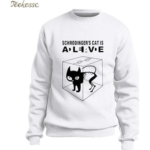 The Big Bang Theory Schrodingers Cat Sweatshirt Men Funny Hoodie Graphics Design Sweatshirts Fleece Warm White Streetwear Homme