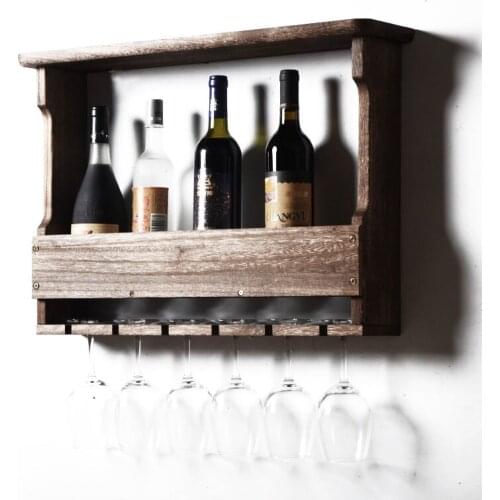 Solid wood wine cabinet wine rack red wine goblet rack wall shelf modern simple wall decoration rack