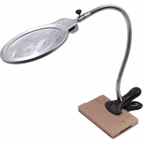 3X 6X LED Light Magnifier Clip Table Magnifier Magnifier Large Magnifying Glass with Light for Reading