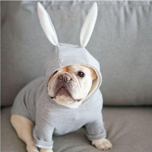Winter Pet Dog Hoodie With Cute Rabbit Ear French Bulldog Coat for Small Medium Dogs Designer Woof Paws Pet Dog Costume