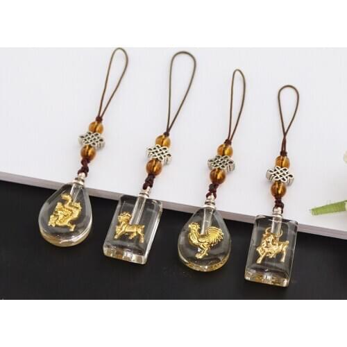 1PC Chinese Zodiac Pendant Key Chain Name on Rice Vials Wish Secret Keep Bottle Cellphone Strap Jewelry Gift