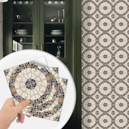 10pcs Cobblestone Pattern Matte Surface Tiles Stickers Kitchen Bathroom Floor Wallpaper Non-slip Thicken Waterproof Art Mural