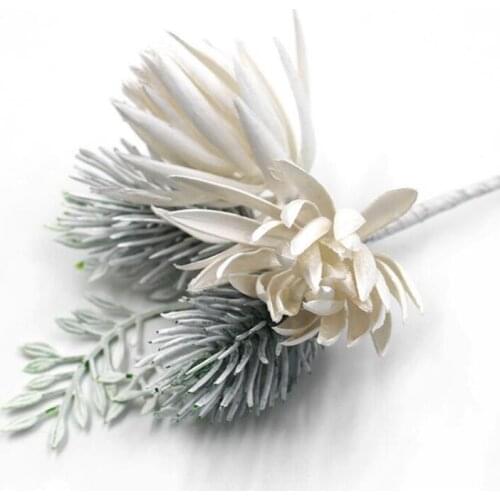 12Pcs Artificial Flowers Pine Grass Flower Wedding Party Decoration DIY Craft Scrapbook Fake Flowers Christmas Decor