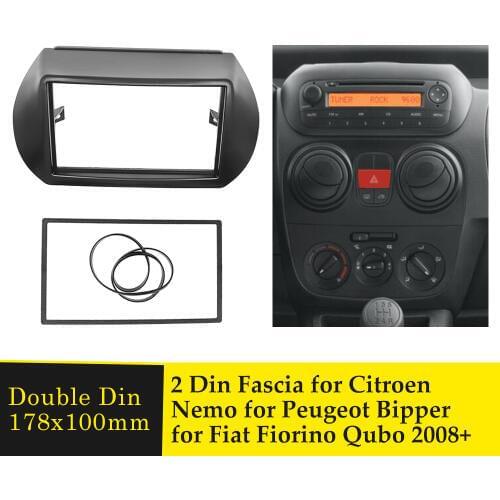 2 Din Radio Fascia for Citroen Nemo Peugeot Bipper Fiat Fiorino Qubo 2008+ GPS Navigation DVD Audio Dash Mount Trim Kit Frame