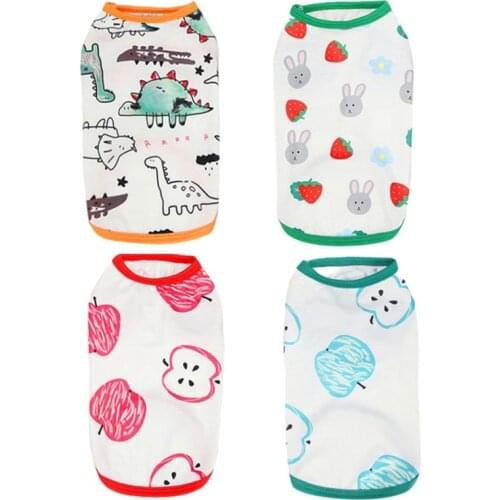 Dog T-Shirt Dogs Vest Breathable Pet Vests Puppy Cotton Apparel Colorful Sweatshirt Cat Plaid Fruit Printed Clothing 4/5pcs