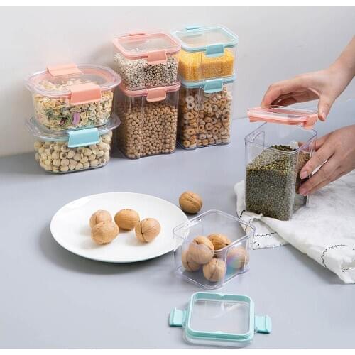 4 Styles Kitchen Stackable Sealed Can Transparent Plastic Food Storage Box Household Food Grade Grains Storage Tanks