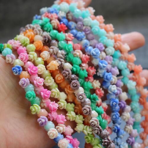 50pcs/Lot 6mm Double Colored Artificial Coral Beads Cabochon Rose Multi-Color Fashion Beads for Jewelry making DIY accessoires