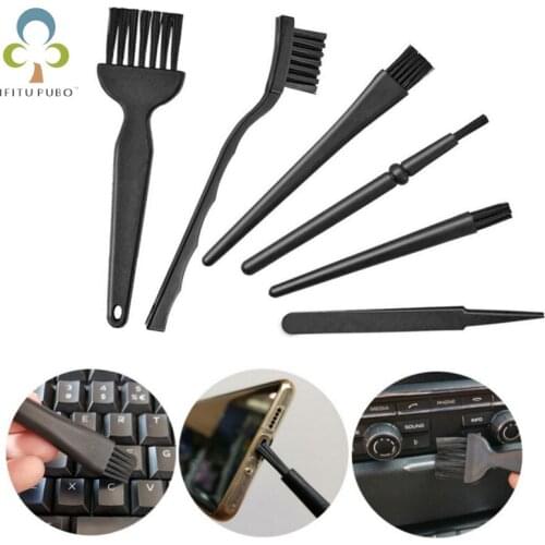 6 in 1 Black Anti-static Brush Portable Handle Anti-static Brush to Clean The Keyboard Brush Set 6-Piece Tweezers WYW