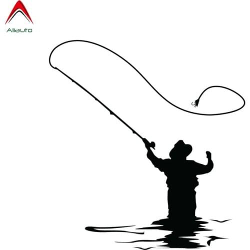 Aliauto Fashion Car Sticker Funny Fly Fishing Automobiles Motorcycles Accessories Vinyl Decal for Peugeot Skoda Volvo,13cm*12cm
