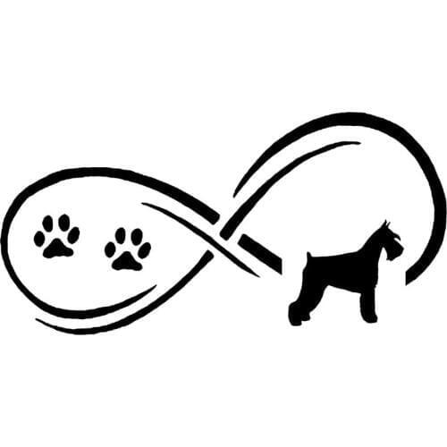 17.7*8.9CM Schnauzer Dog Paw Print Car Stickers Fashion Vinyl Decal Car Styling Truck Decoration Black/Silver S1-0771