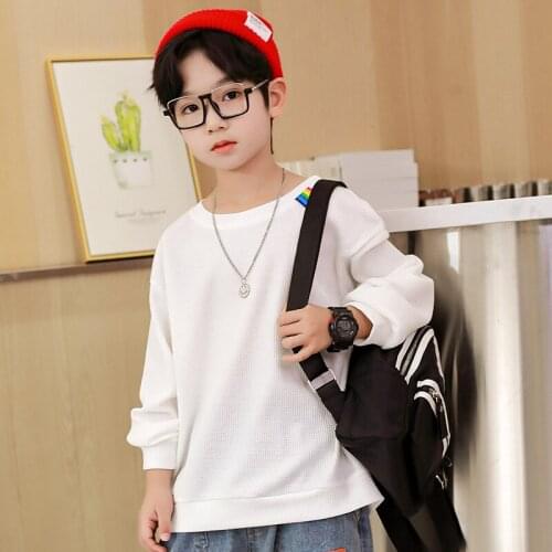 Autumn Spring Children Clothes Long Sleeve Solid Boy T-shirts Cotton Tees Shirts Kids Bottoming Shirt Teen Boy O-neck Sweatshirt