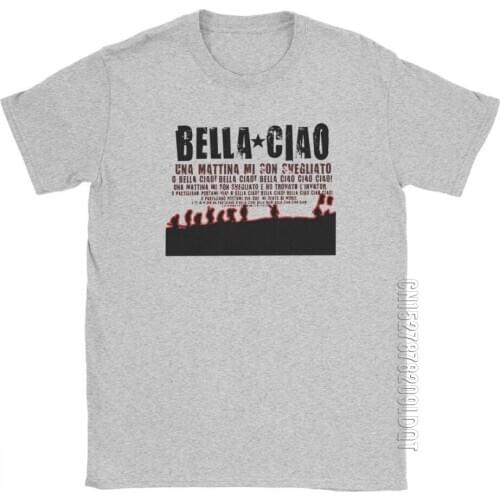 Men T Shirt Oh Bella Ciao Vintage Male Tshirt Money Heist La Casa De Papel Basic Tees O Neck Tops Cotton House Of Paper T-Shirt