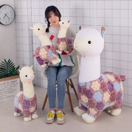 Giant Lovely Alpaca Plush Toy Kawaii Cute Sheep Llama Animal Dolls Snowflake Pattern Sleep Pillow Home Bed Decor Gift