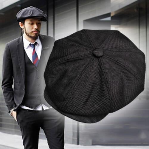 Casquette Four Seasons Cotton And Linen Black Mens Newsboy Hat Male Beret Men And Women Retro England Visor Big Head Cap BLM20