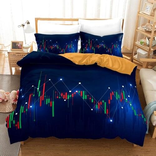 K-line Chart Duvet Cover Digital Printing Quilt Cover 3pcs Stock Market Bedding Set Queen Size Comforter Cover Double Bedclothes