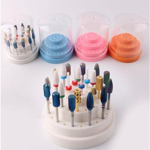 Stand Display Container Case Cutter Machine Manicure Accessories Tool Portable 48Hole Acrylic Nail Drill Bit Storage Box Empty