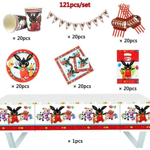 Red Wedding Party Rabbit Theme Party Decorations Banners Kids Birthday Supplies Disposable Tableware Baby Shower Party Gift bags