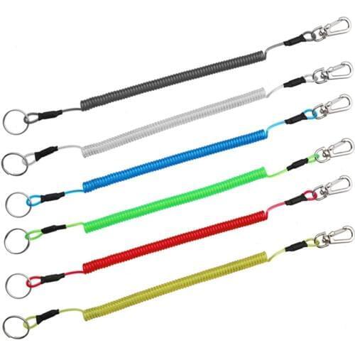 Fashion Elastic Coil Stretch Tether Key chain Ring For Fishing Lobster Clasp Hook Lockable Key Cord key koord Sleutel For Men