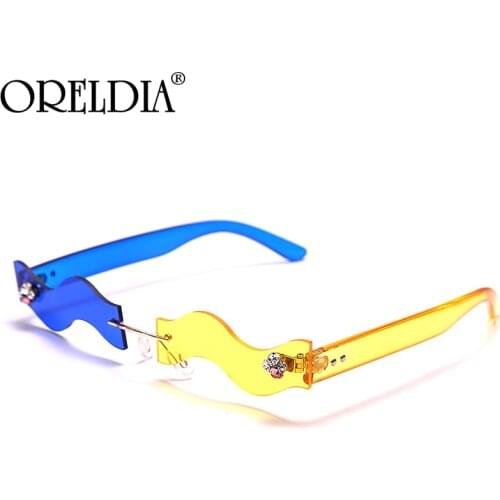 Steampunk Fashion Rimless Sunglasses 2021 Women Men Rectangle Wave Sunshade Glasses Luxury Brand Designer Colorful Eyewear UV400