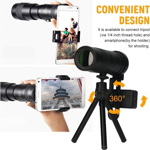 10X-300X Monocular Telescope Compact Telescope Prism Monoculars with Phone Holder Tripod Carrying Bag Lanyard Clean Cloth