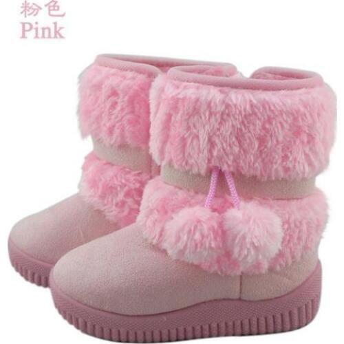 Real Trifle Girls Plush Tpr Slip-on Ankle Round Toe New Childrens Winter Double Ball Snow Boots Warm Cotton-padded Shoes