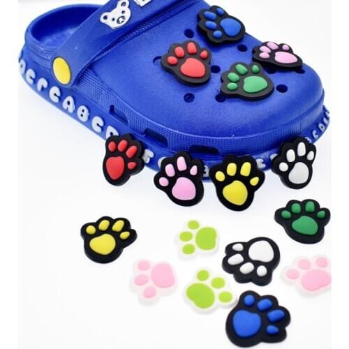 Wholesale 100PCS PVC Croc Shoe Charms Cabochon Shoe Button Accessories Buckles Ornaments Colorful Dog Paw
