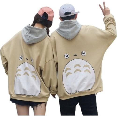 Autumn Couple Men Women Cartoon Cat Printed Hoodies Japanese Harajuku Unisex Pullover Sweatshirt Young Boys Girls Streetwear