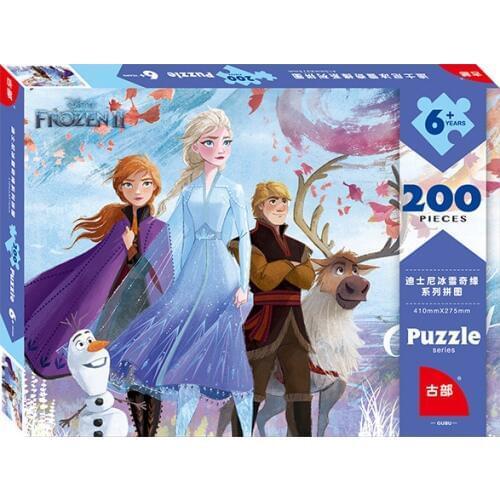 Disney Ice and Snow 2 Paper Puzzles 200 Piece Flat Carton Puzzles 6-8 Years Old Puzzle Power Early Learning Toys Puzzle