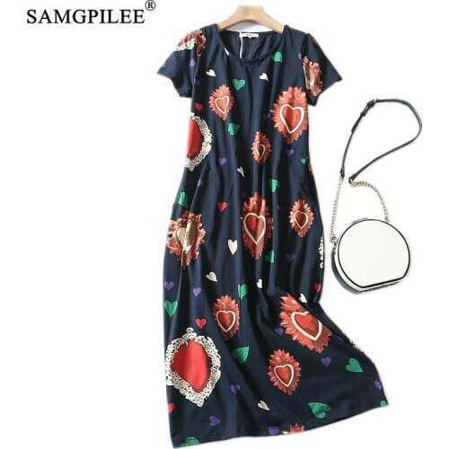 Cotton Dress Women Print Long Shirt Dresses Women 2020 Casual O Neck Straight Dress Female Pockets Clothes Women Dress Plus Size