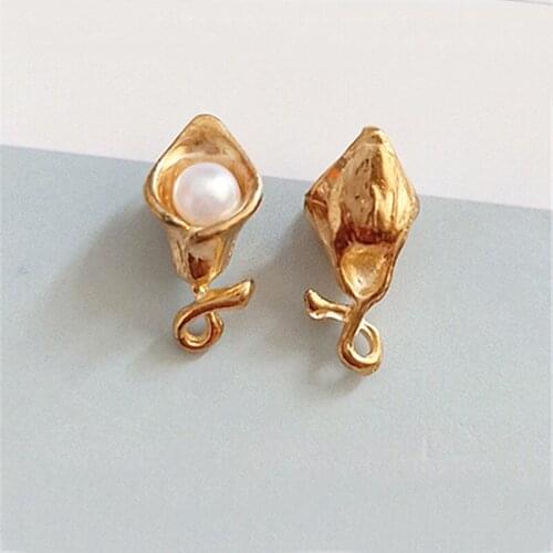 20 PCS 19mm*9mm Fashion Metal Alloy KC Gold Imitation Pearl Flowers Pendant Charm For Jewelry Making