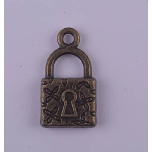 50pcs/lot bronze plated lock shaped charms Making pendant fit,Vintage brass,DIY bracelet necklace