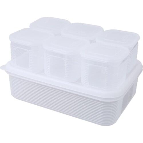 1 Set Clear Fridge Food Storage Box Kitchen Fresh Produce Organizer Bin 6 Detachable Small Cases Container with Lids