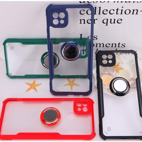 Realme C21 Shockproof Airbag Case Soft Frame Cover For Realme C25 Protector Camera Lens With Ring Holder