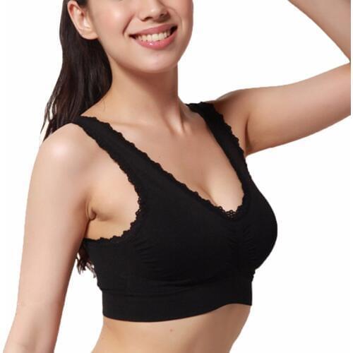 Sexy women double layer padded bra lace falbala bra vest push up bra ladies brassiere comfortable breathable bras