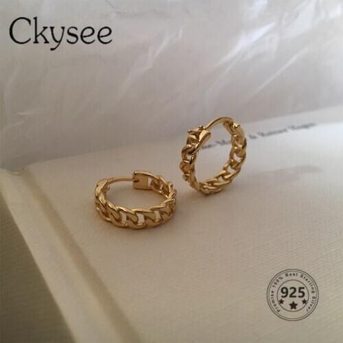 Ckysee New Design 925 Sterling Silver Earrings For Women Simple Earring Thick Chain Daily Korean Fashion Jewelry
