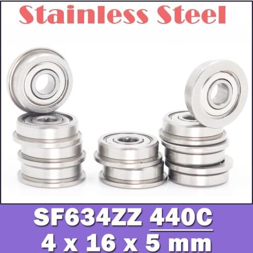 SF634ZZ Flange Bearing 4x16x5 mm 10PCS Double Shielded Stainless Steel Flanged SF634 Z ZZ Ball Bearings SF634Z SF634-2Z F634 ZZ