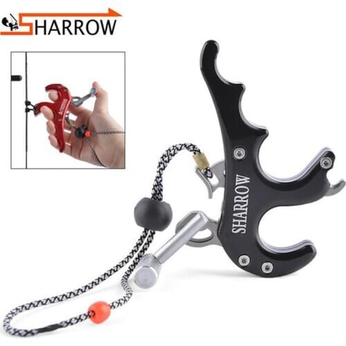 SHARROW 4 Finger Aluminum Alloy Release Aid Compound Bow and Arrow Shooting Thumb Trigger Release Archery Hunting Accessories
