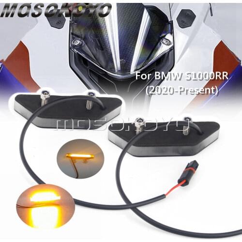 Plug and Play Black Mirror Block Off Plates Fairing Frame LED Sequential Flowing Turn Signals Lamp for BMW S1000RR 2020-Present