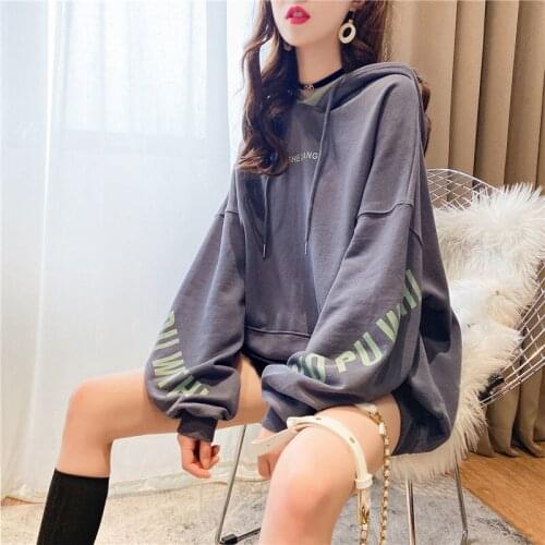 Hooded Sweater WomenS Thin Autumn And Winter Loose Mid-Length Versatile Long-Sleeved Jacket