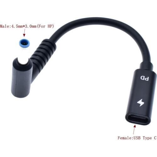 USB Type C Female to 4.5x3.0mm Plug Dc Power Adapter Connector Converter for HP Laptop Stream Spectre Pavilion Envy Eliteboook