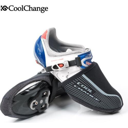 CoolChange Bicycle Shoe Covers Winter Thermal Elastic Cycling Overshoes Windproof Half Palm Warmer Bike Boot Shoe Cover Unisex