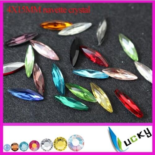 Top quality 220pcs 2016 New Design fancy stone 4x15mm slim navette shape crystal point back rhinestones strass Super shine