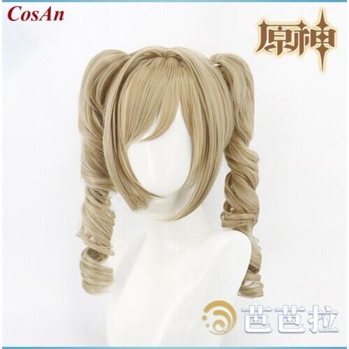 The High Quality Wigs Game Genshin Impact Barbara Cosplay Fashion Lovely Flaxen Double Ponytai Party Role Play Accessories