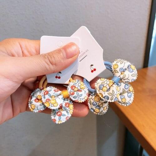 2pcs in) grils printing fabric hair elastic band hairclip snap hair accessories