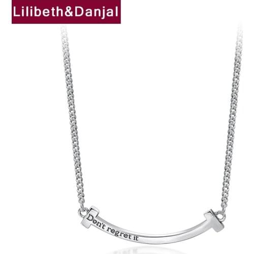 Letter Necklace Pendant Pure 925 Sterling Silver Women Don't Regret it Necklace Body Jewelry bijoux femme 2020 New Arrival N08