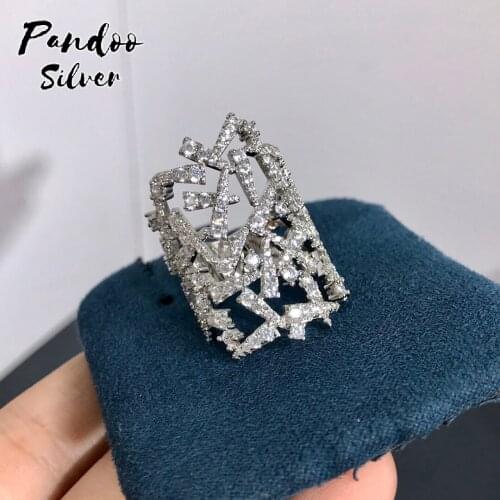 Pandoo Silver Festival Statement Ring For Women GiFT With Logo,Fashion Charm S925 Sterling Silver Jewelry 1:1 Copy