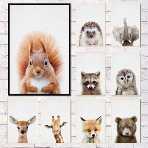 Animal Giraffe Bunny Elephant Canvas Paintings Modern Wall Art Pictures Kids Nursery Living Room Prints Baby Home Artwork Decor