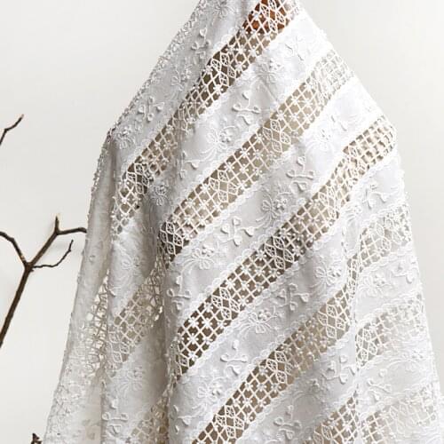 0.5meter/lot Delicate flower lace cloth fabric cotton embroidery 3D design tops /clothes/ curtain material X865