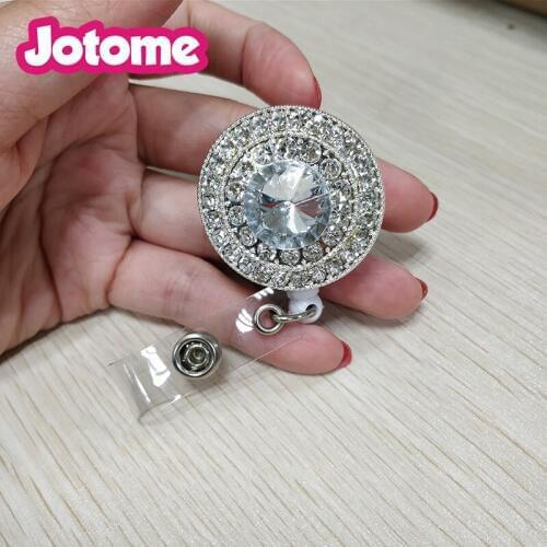 10 pieces free shipping elegant pearl embellished retractable ID badge reel